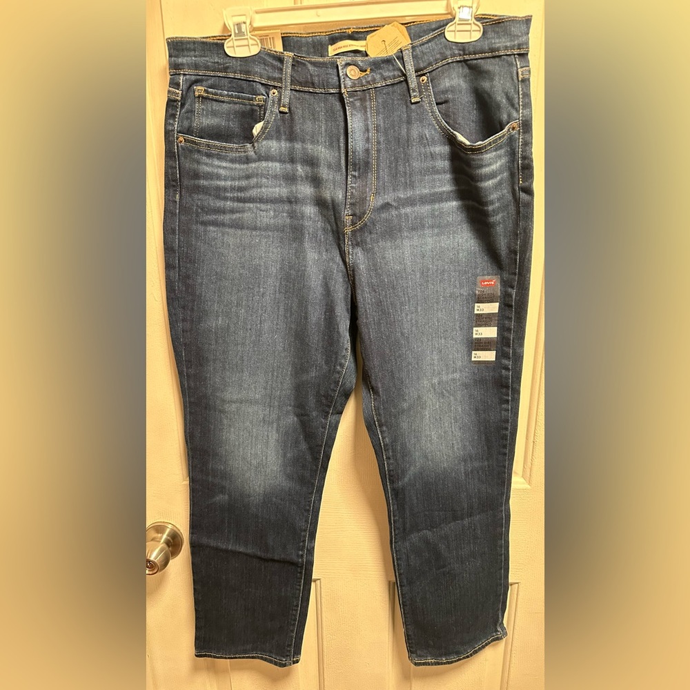 Levi's Dark Blue High-Rise Cropped Jeans